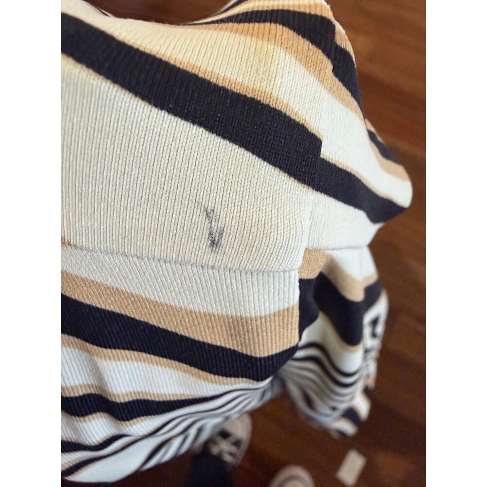 J McLaughlin Dress Small Wavy Stripe Animal Print Trim 3/4 Sleeve Button - Picture 8 of 11